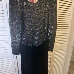 Elegant Black and Silver Lace Dress